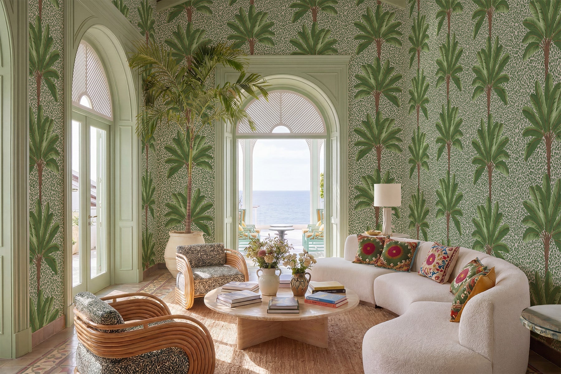 Green And Grey Patterned Wallpaper