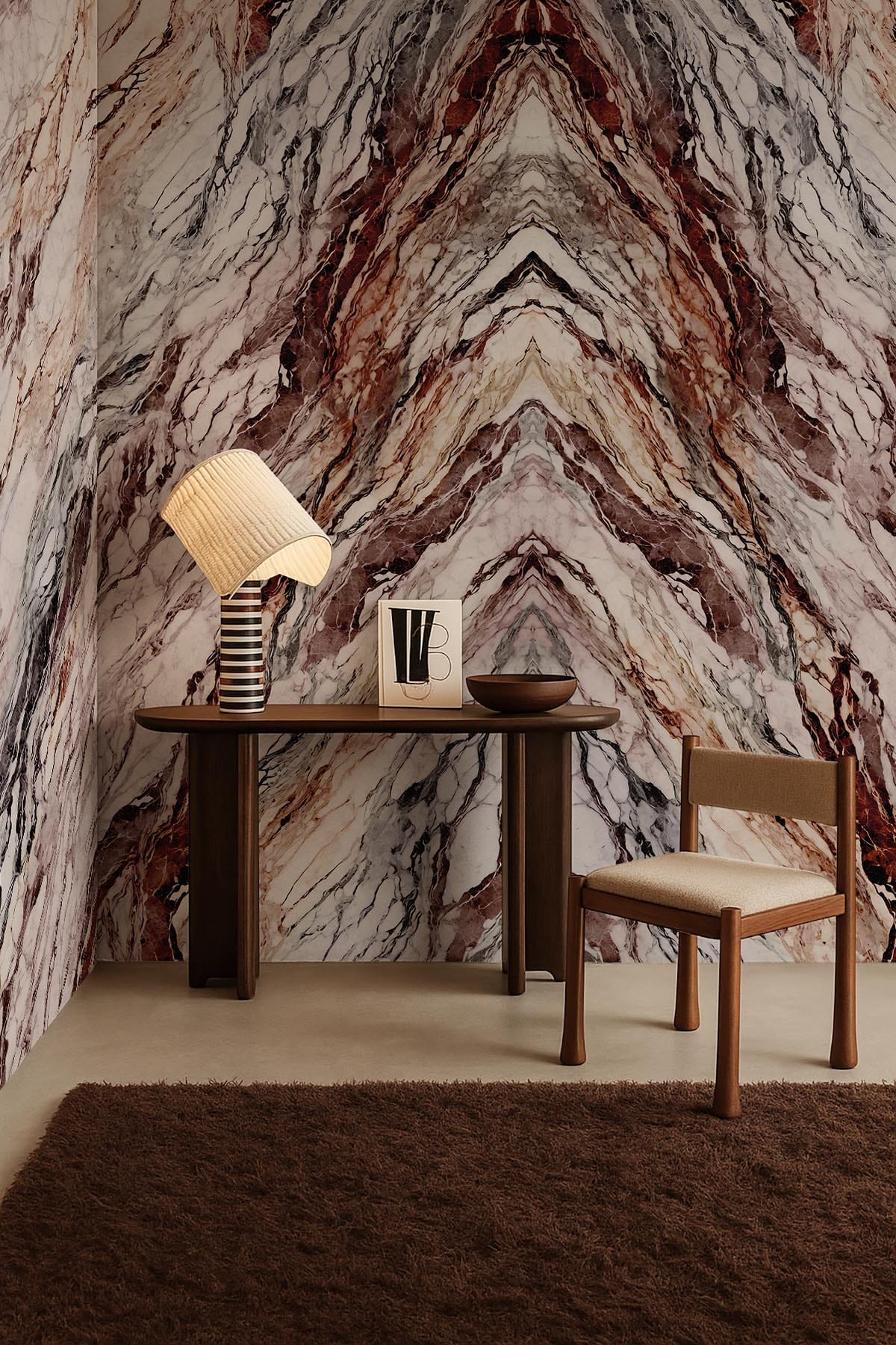 Mirrored Marble Marsala Red | Contemporary Minimalism – belarteSTUDIO