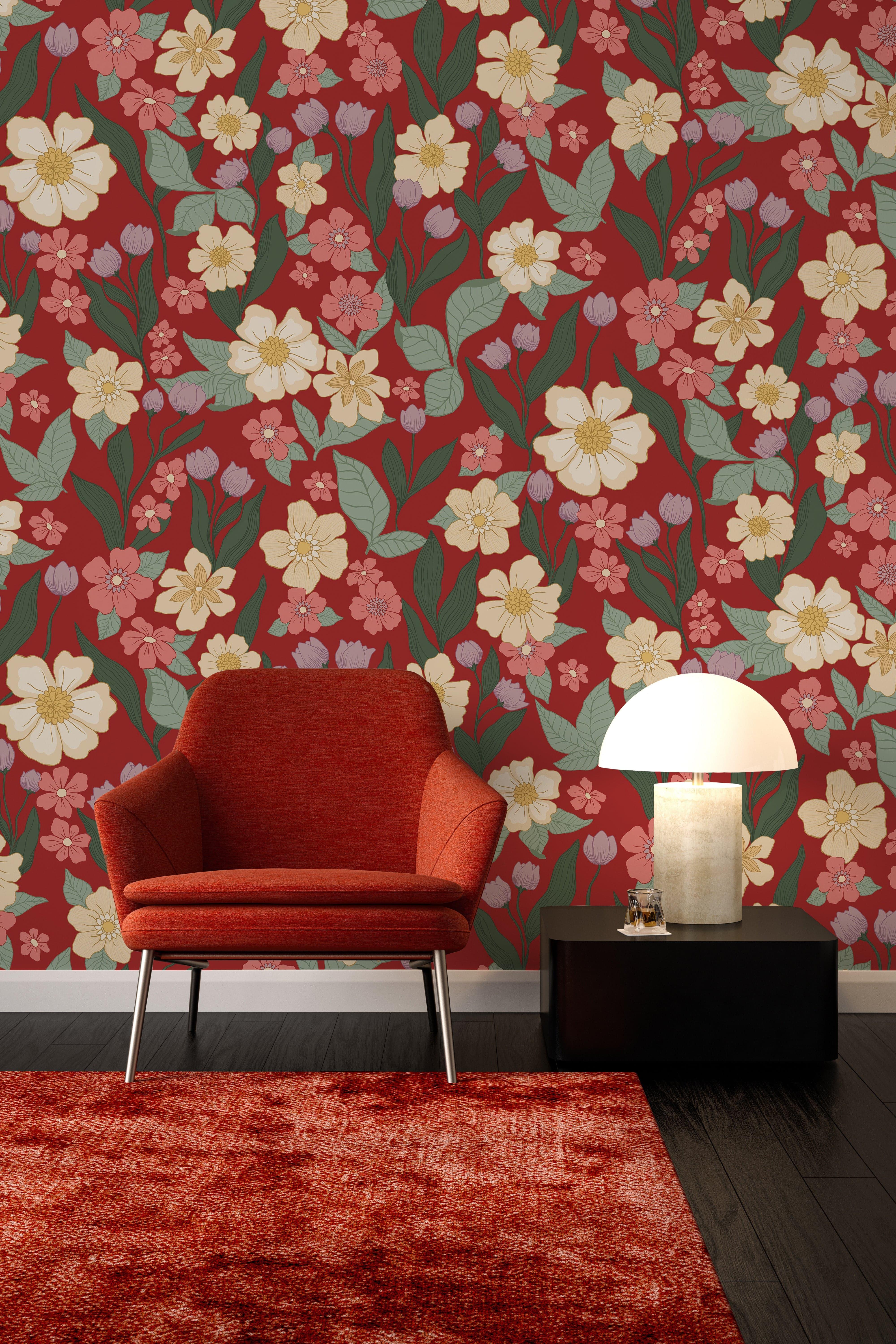 Floral wall mural | flower wallpaper - belarteSTUDIO.