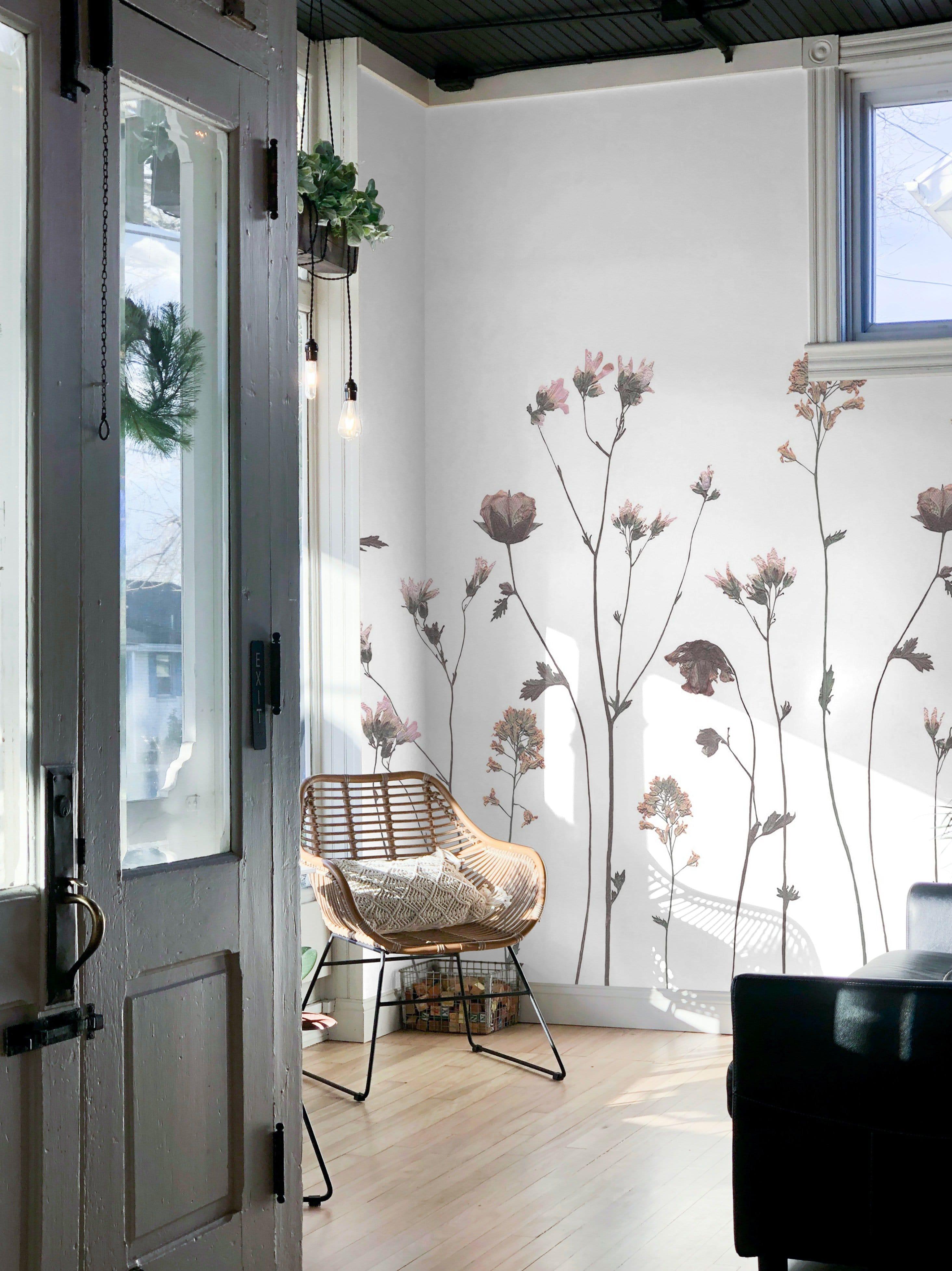 Floral wall mural | pink flower wall mural - belarteSTUDIO