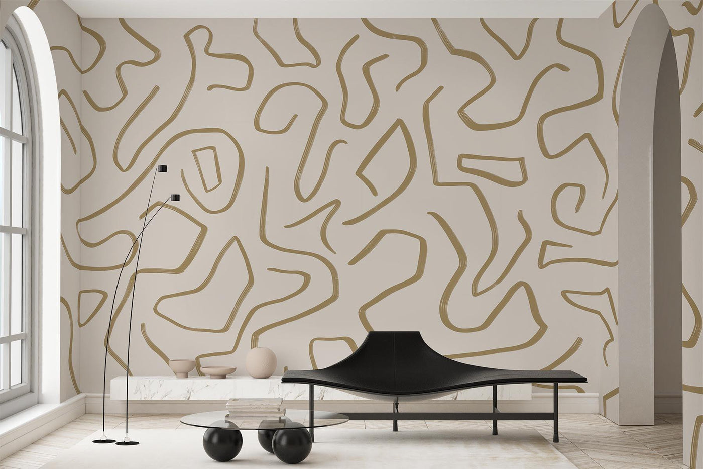 Black and White Color Brush Stroke Abstract Wallpaper Wall Murals