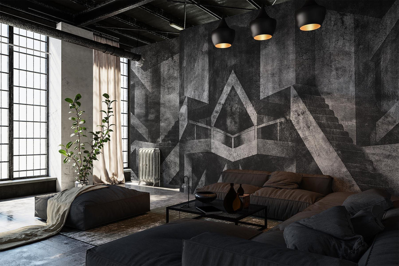Organic Modernism | Modern wall murals for a brutalist interior