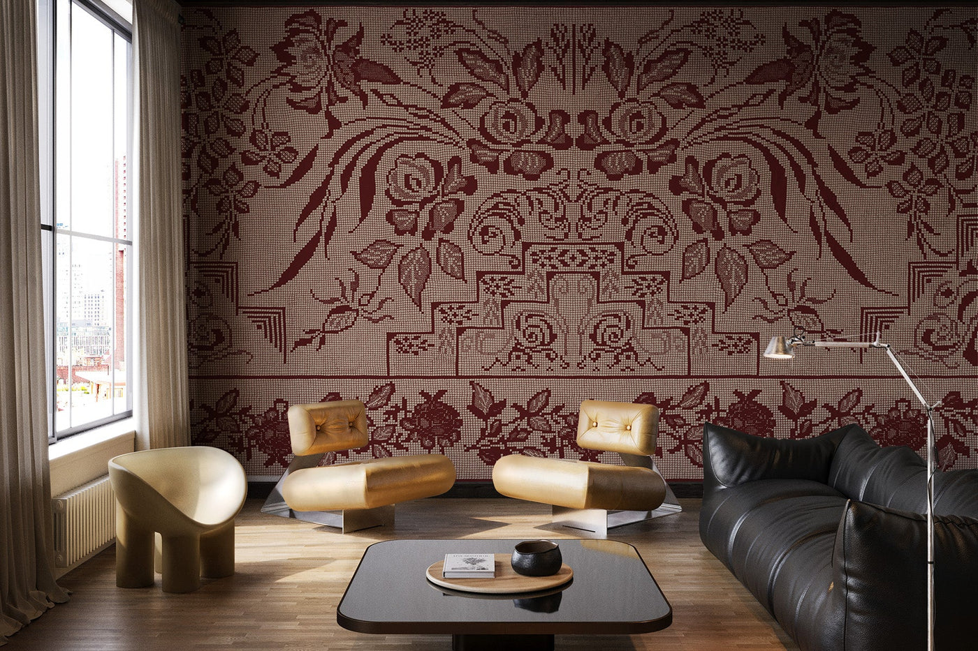 Mint & Burgundy Wall Murals – A Timeless Interior Duo