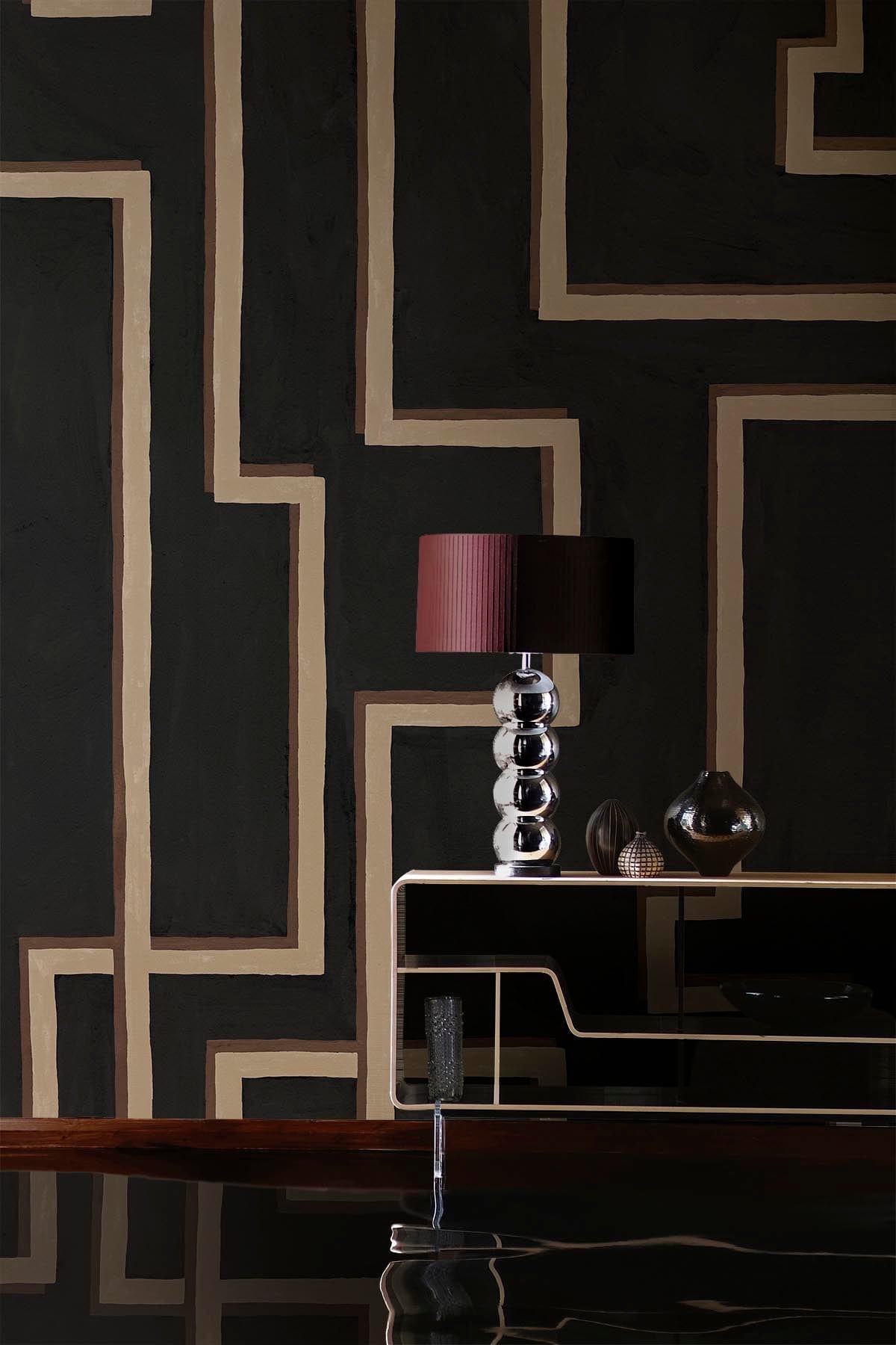 Shadow Lines Anthracite Wall Mural – Bold Art Deco Statement ...
