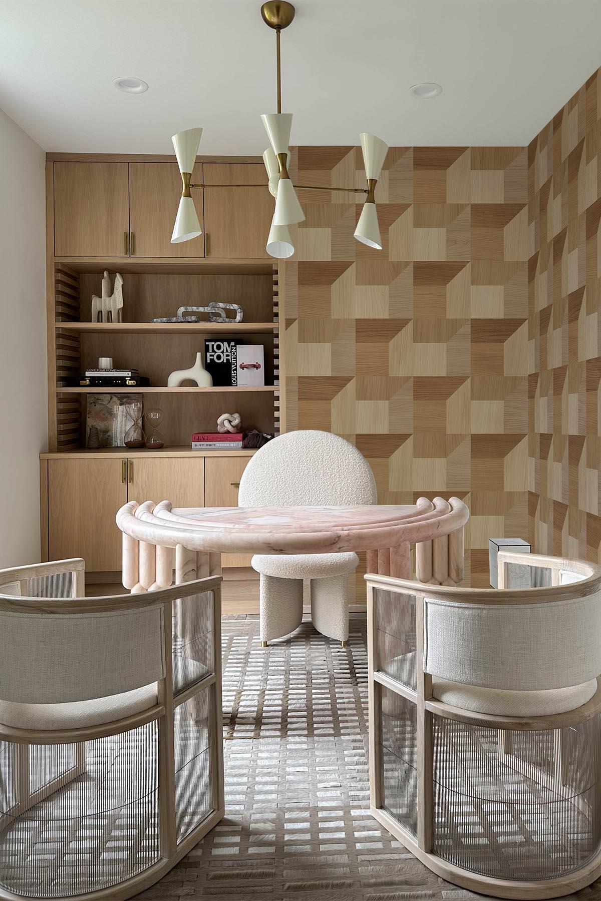 Elevate Your Space with Geometric Wood: white washed oak wall mural ...