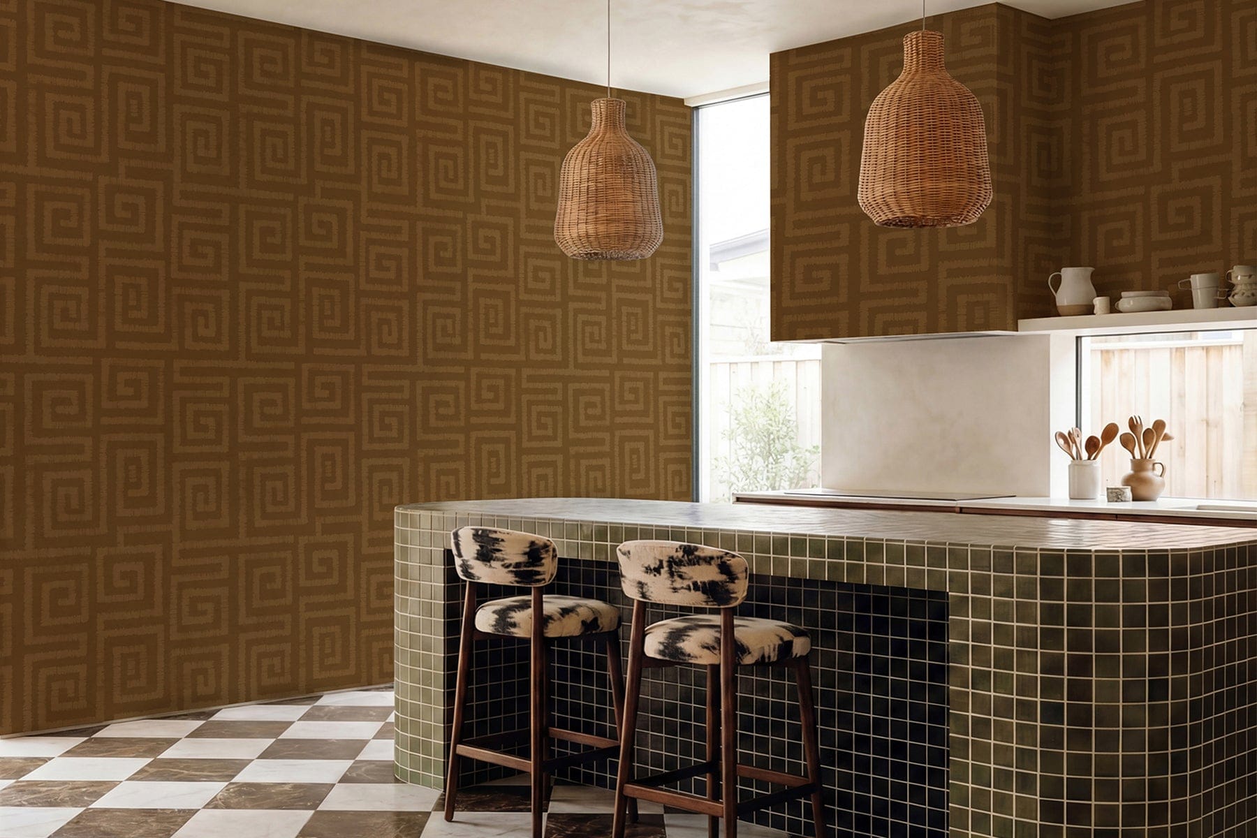 Ochre Pattern Design Artisanal Geometry Ochre Wall Mural | Mediterranean Pattern – belarteSTUDIO