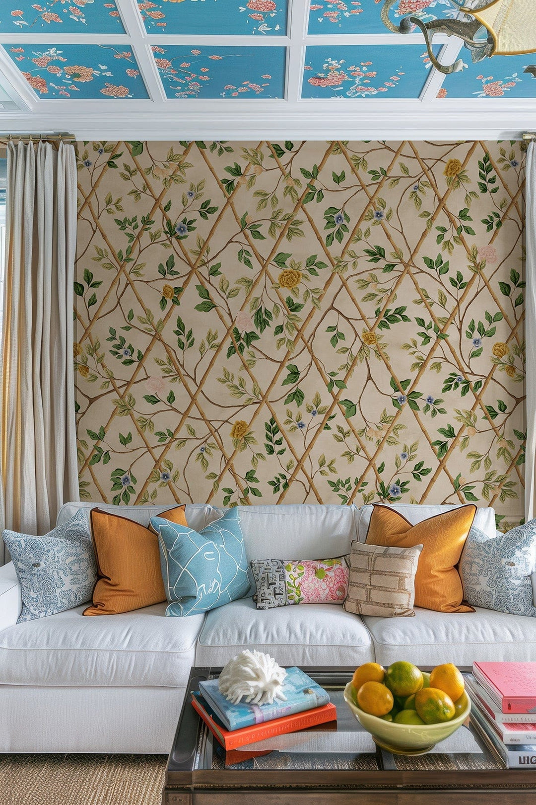 Bamboo Chinoiserie Wallpaper – Yellow Botanical Glow – belarteSTUDIO