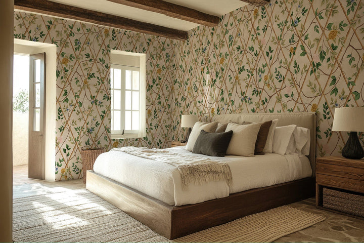 Bamboo Chinoiserie Wallpaper – Yellow Botanical Glow – belarteSTUDIO