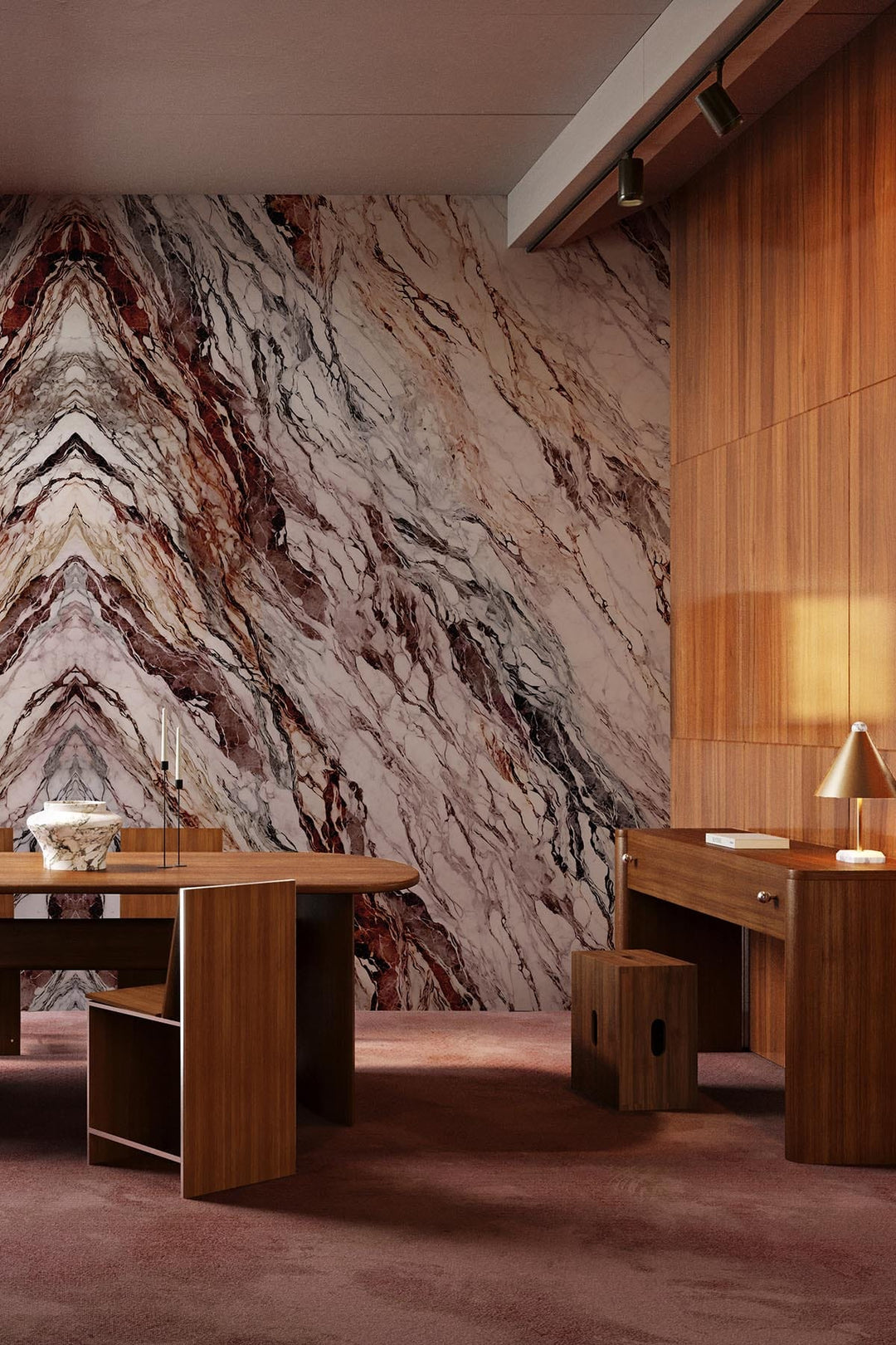 Mirrored Marble Marsala Red | Contemporary Minimalism – belarteSTUDIO