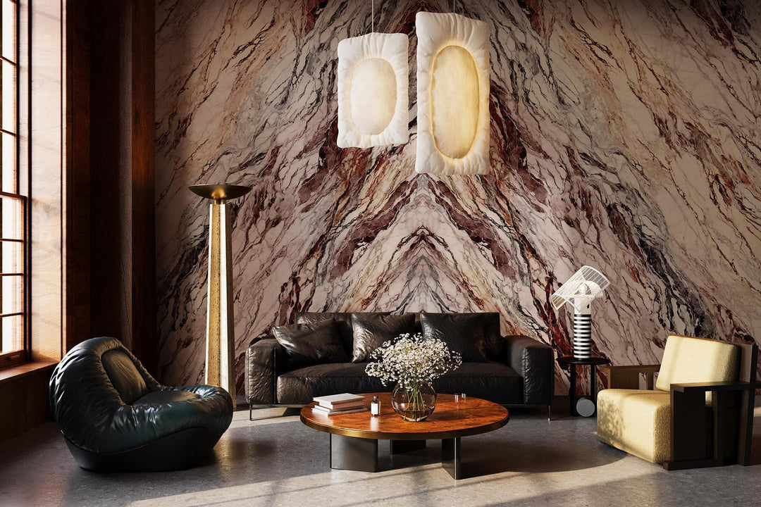 Mirrored Marble Marsala Red | Contemporary Minimalism – belarteSTUDIO