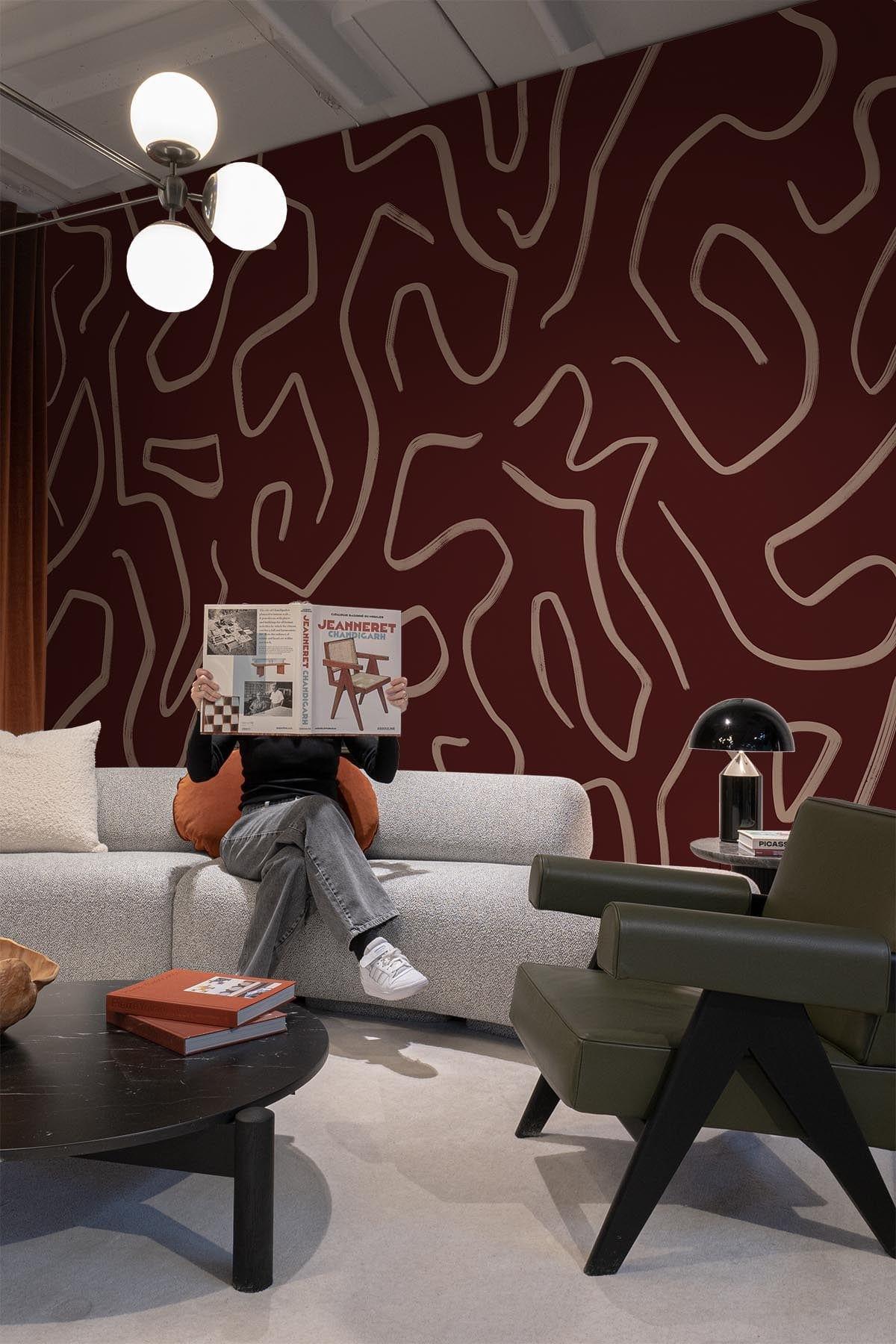 Artistic Lines burgundy | Add a touch of luxury to your interior ...