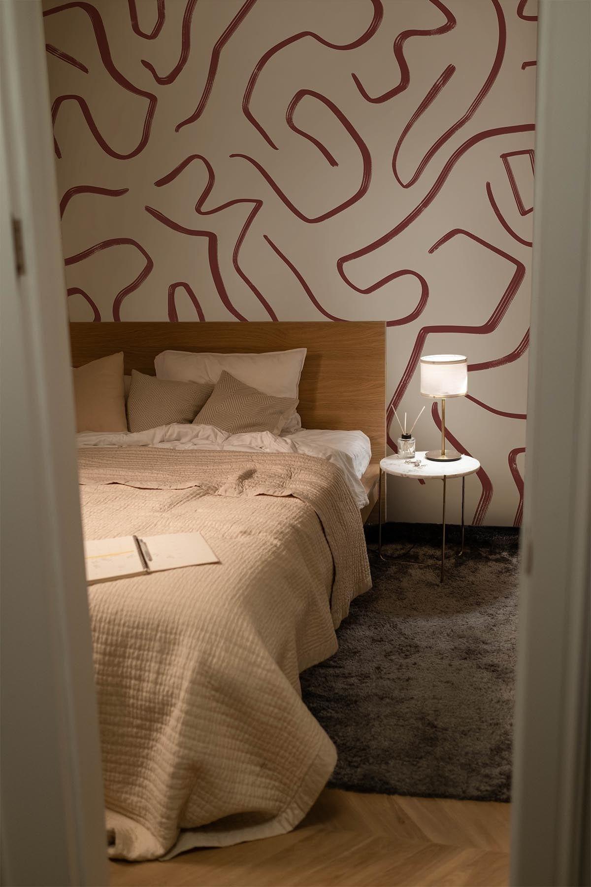 Artistic Lines in rust red adds sophistication to any space ...