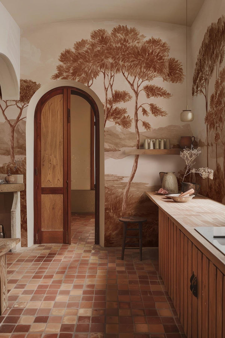French Landscape Terracotta – Warm & Elegant Wall Mural