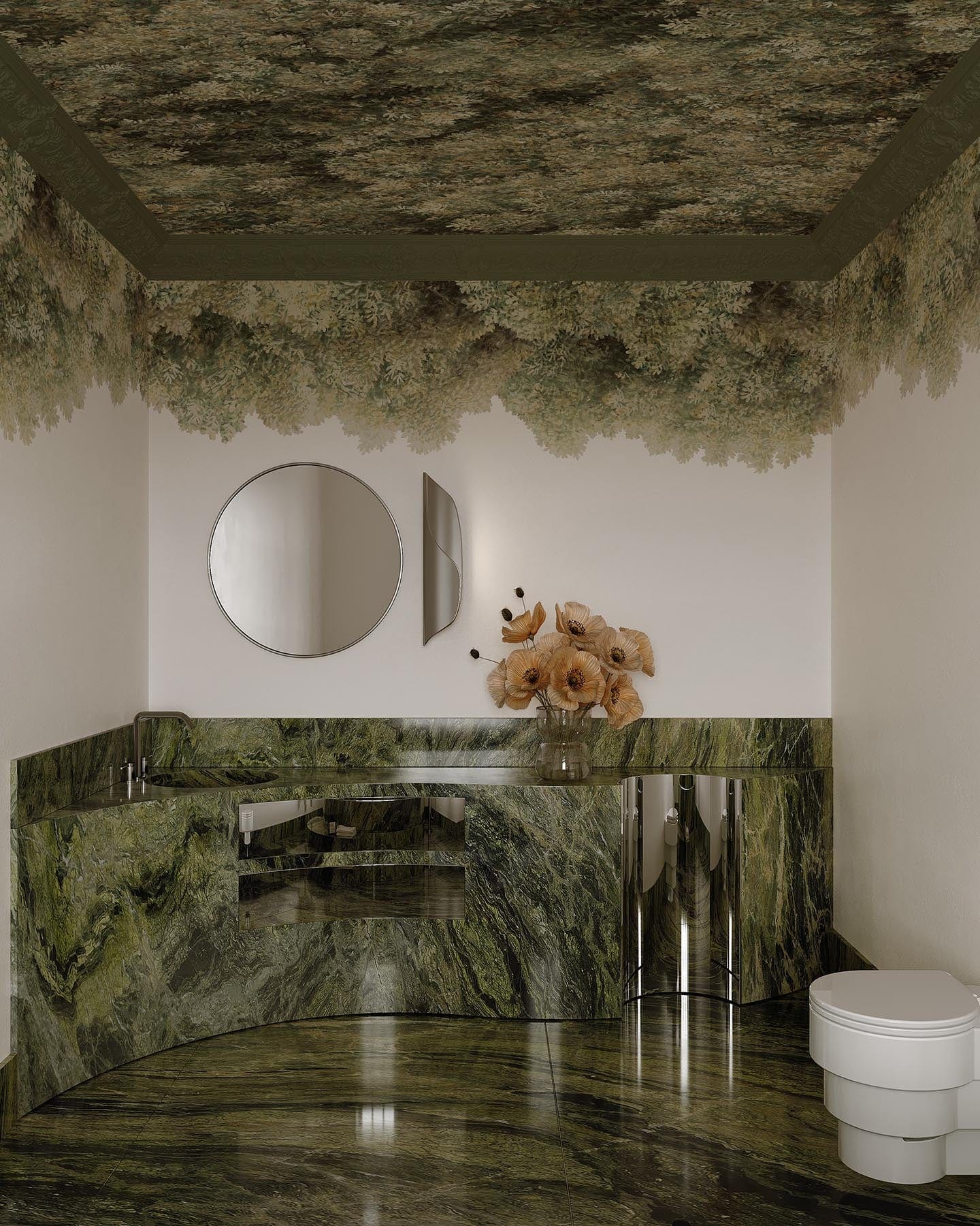 Wild Forest Olive Green | Biophilic Wall Mural with Natural