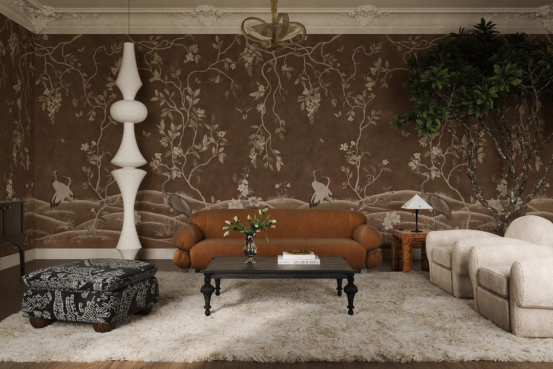 Chinoiserie Fauna Brown – Historic Wall Mural | BelarteStudio