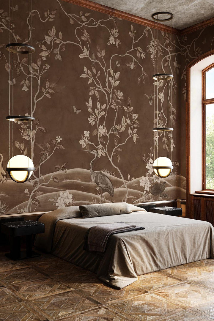 Chinoiserie Fauna Brown – Historic Wall Mural | BelarteStudio