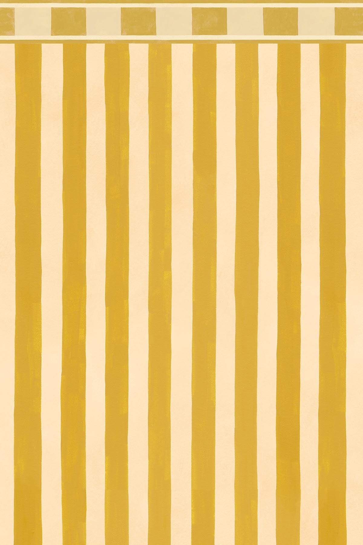 Impactful bold patterned wall mural with stripes in yellow tones –  belarteSTUDIO, image size:1200x1800