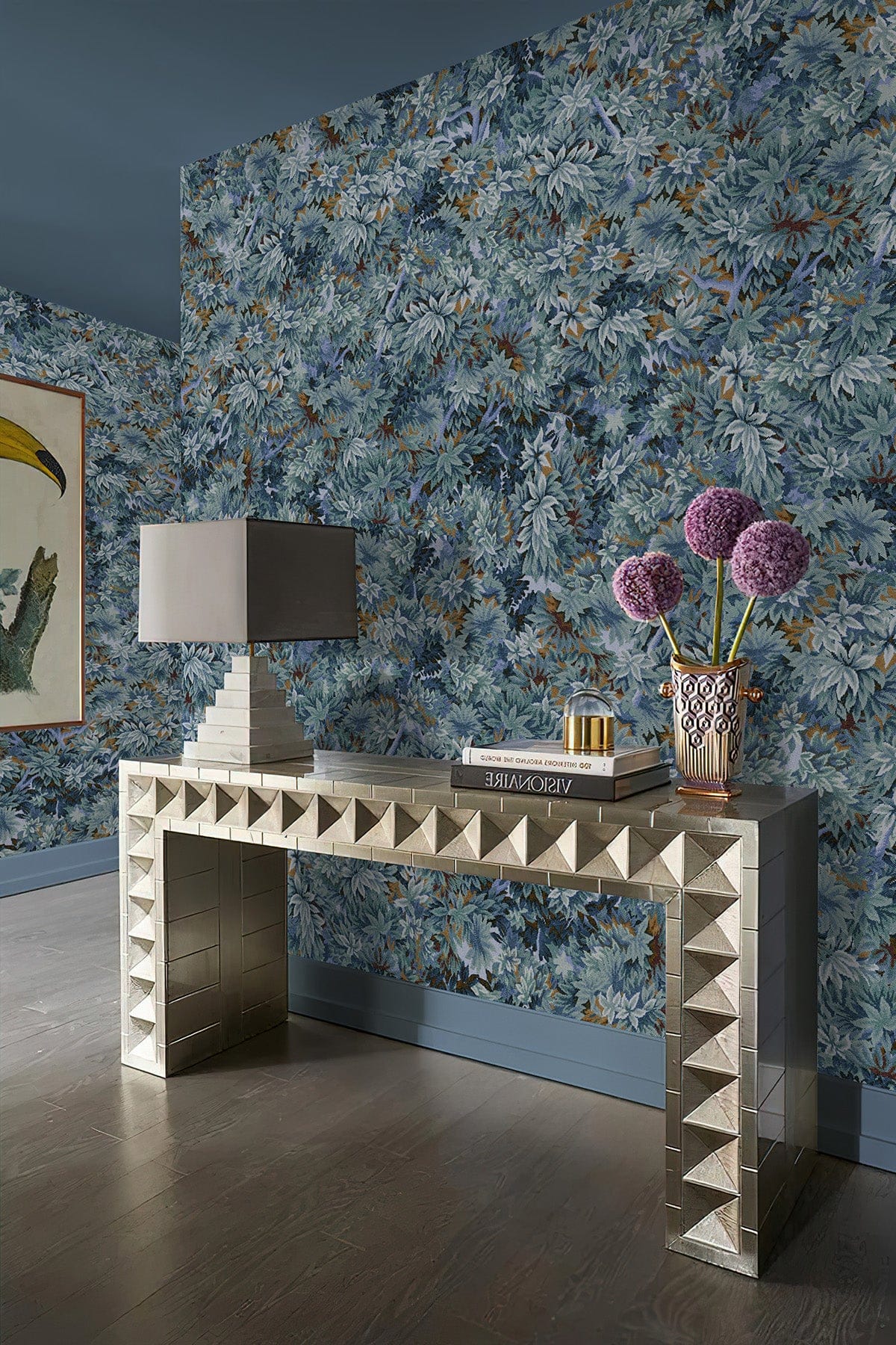 Forest Tapestry Eclectic Blue Wall Mural | Botanical Texture ...
