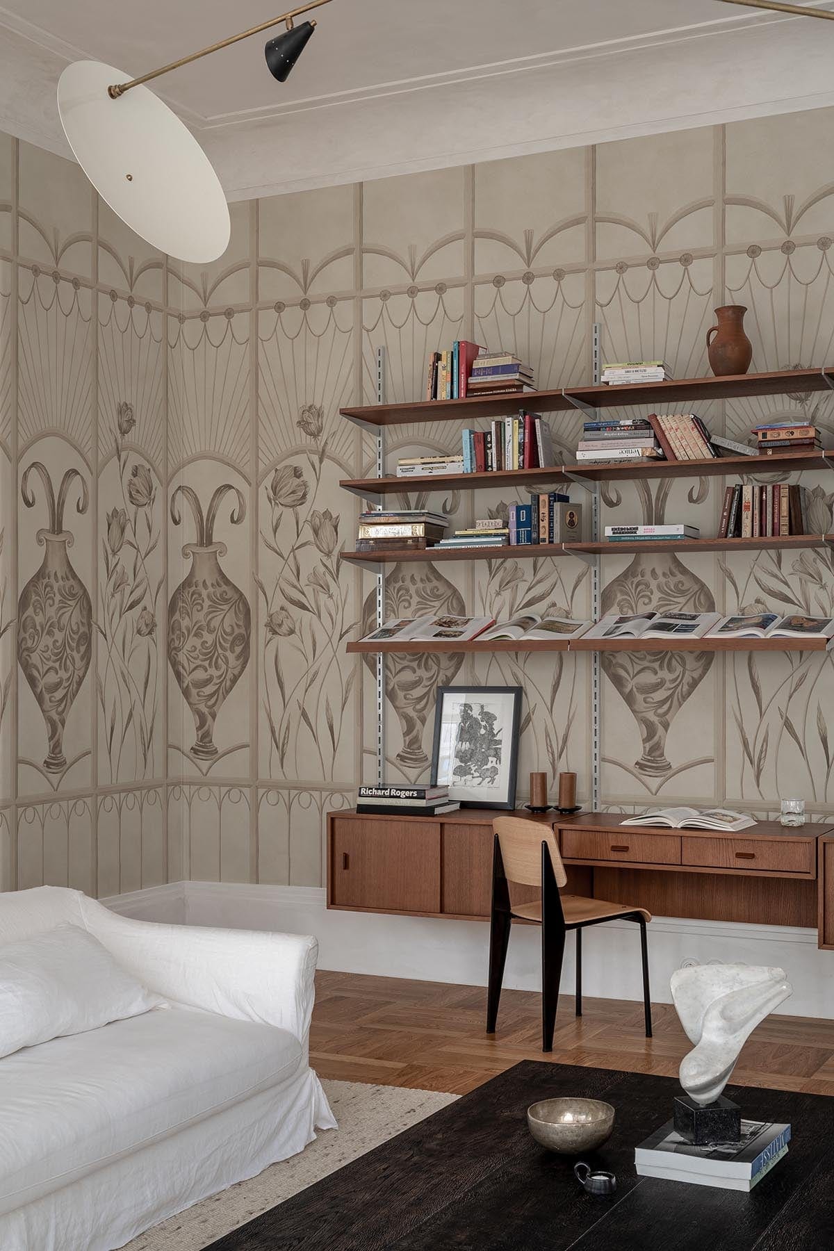 Botanical Deco in Pale Beige – Elegant Art Deco Botanical Wall Mural ...