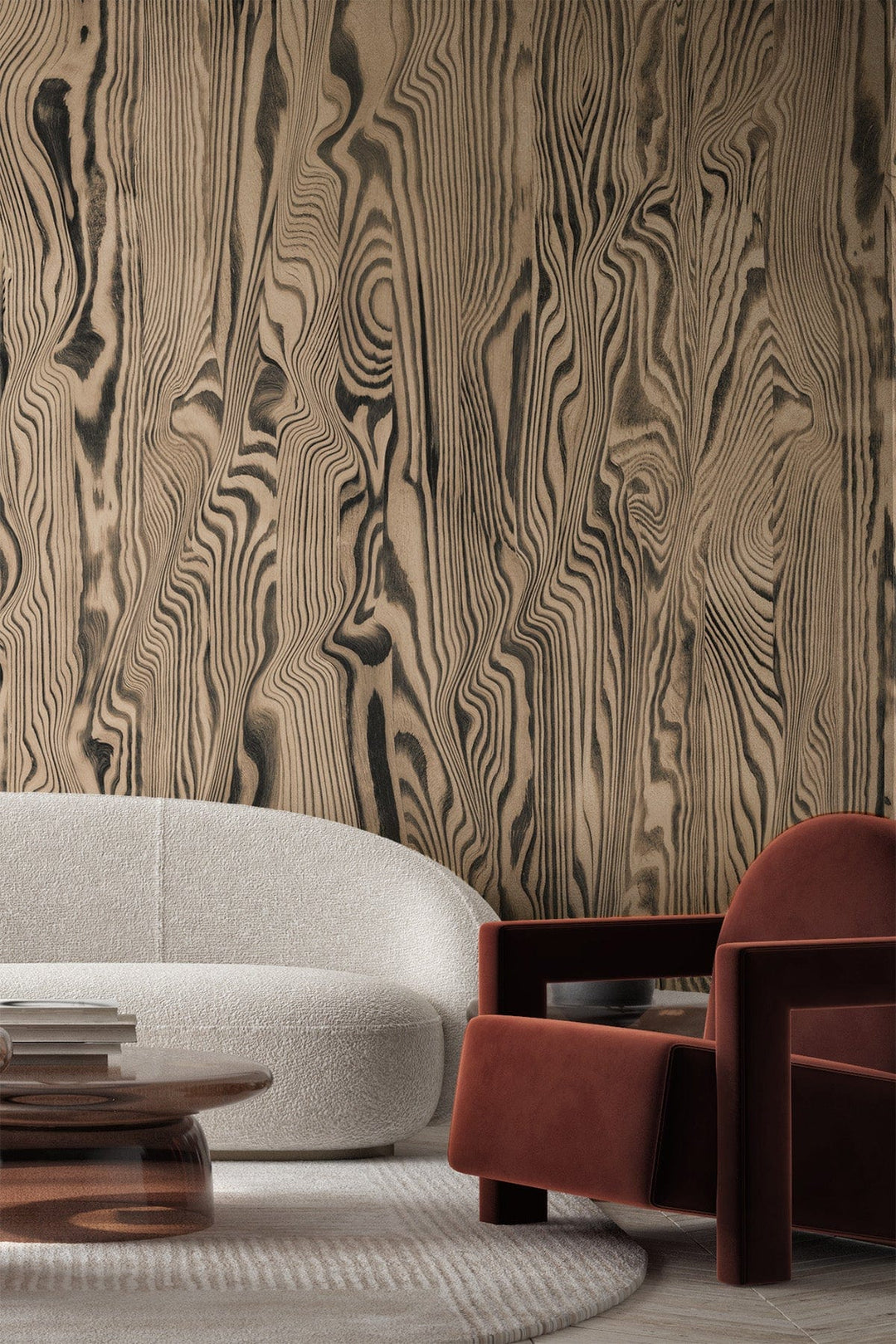 ウッドアート Vibrant Veneer Cherry Wood: Natural Elegance Wall Mural