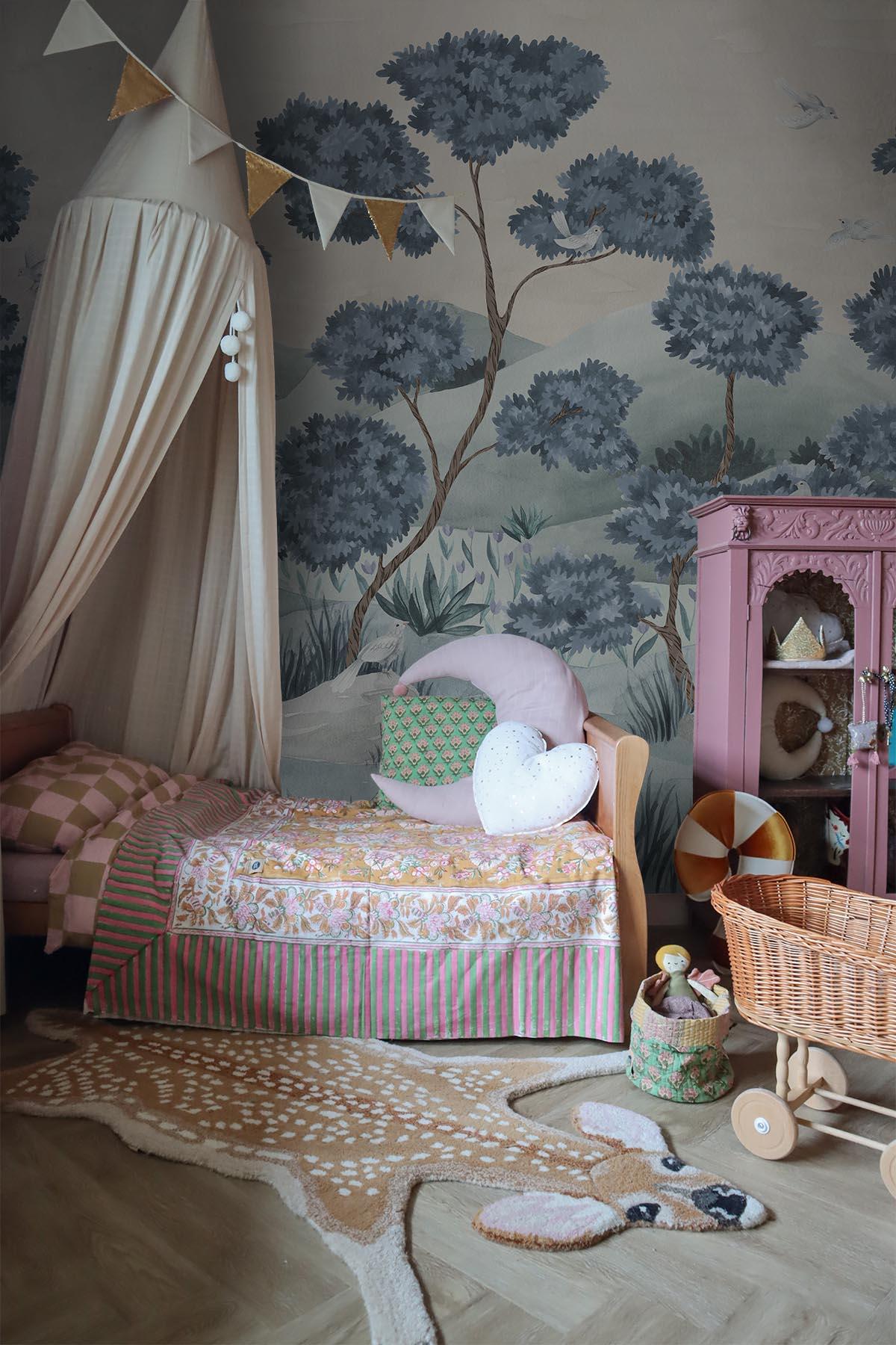 Woodland Birds in blue | The ultimate whimsical kids wall mural ...