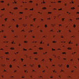 Lino Printed Fauna Rust Red