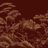 Asian Scenery Marsala Red