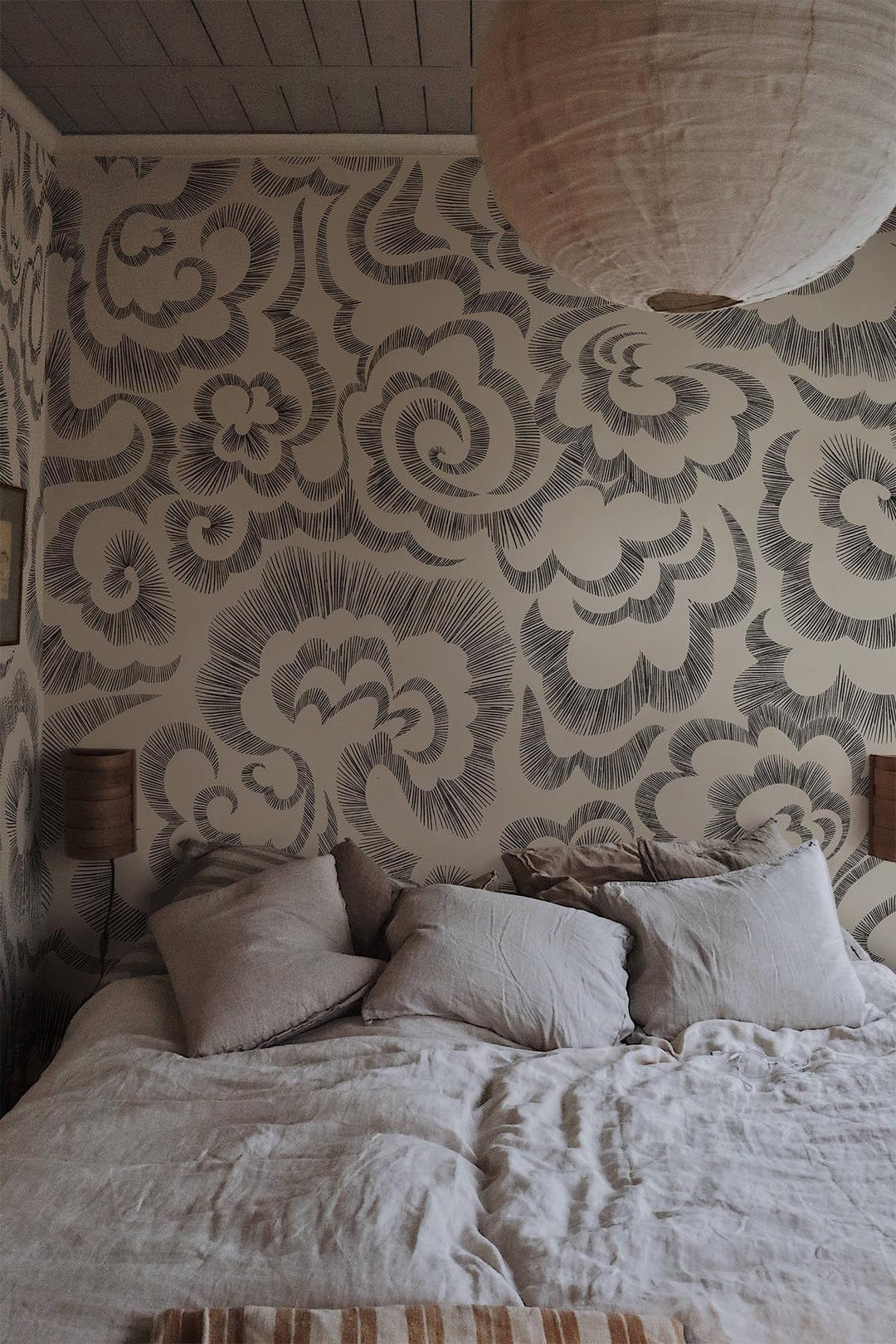 Asian Clouds | Black and white wall mural perfect for the