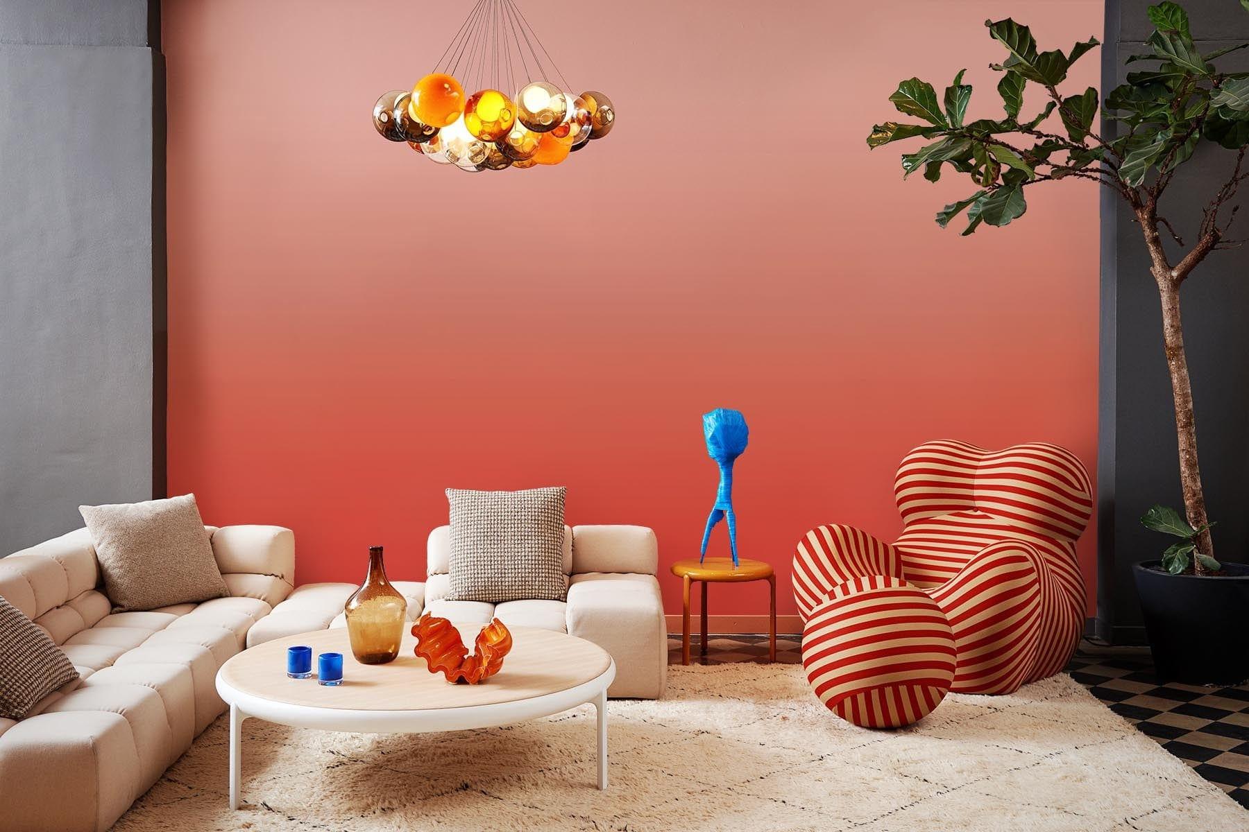 Orange gradient wall mural | Sara Garanty x belarteSTUDIO