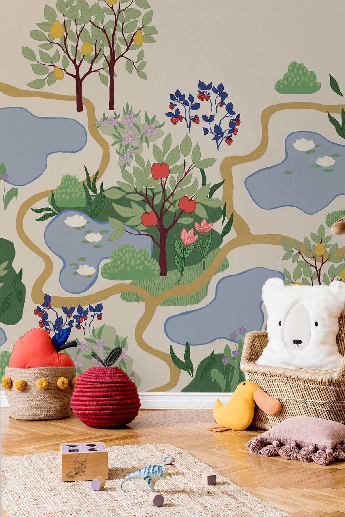 Walk In The Park in multi color | kids wall mural - belarteSTUDIO.