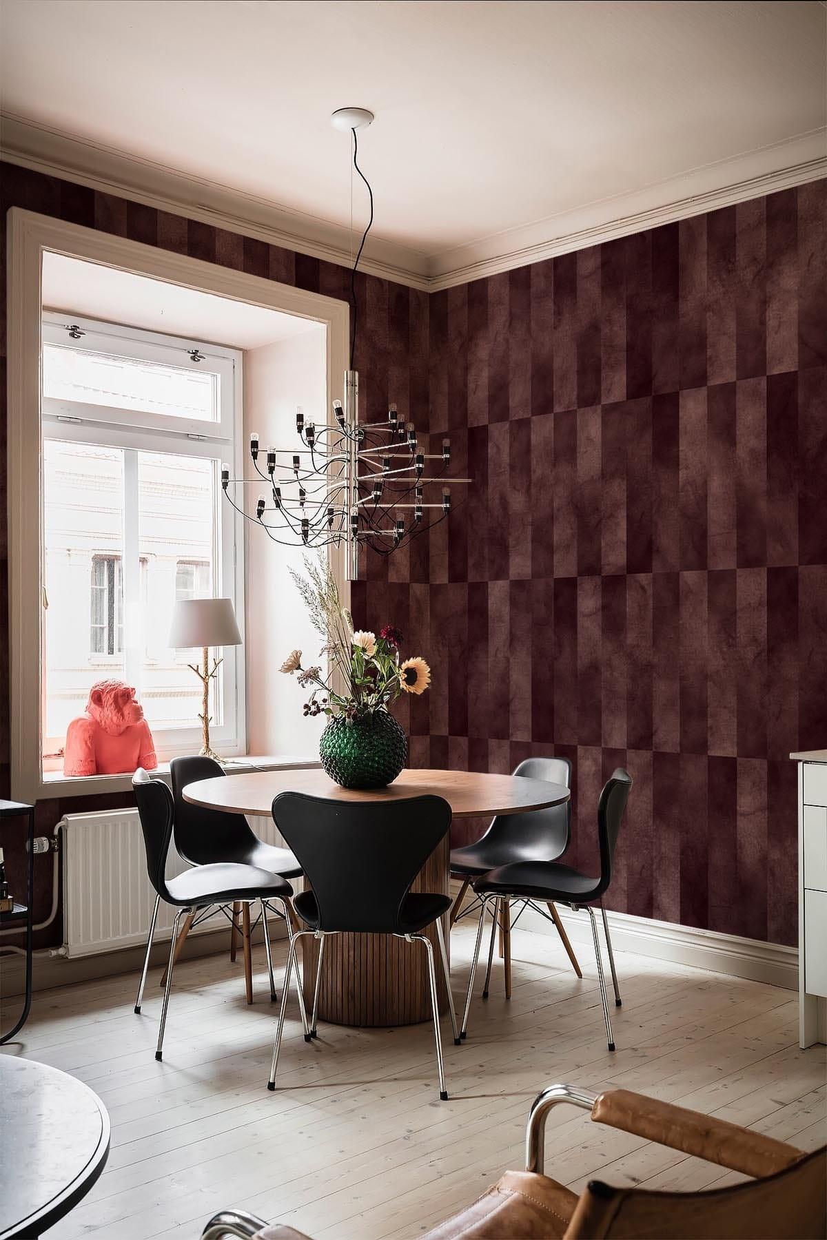 Rektangulär vinröd ombre tapet | eklektisk tapet - belarteSTUDIO.