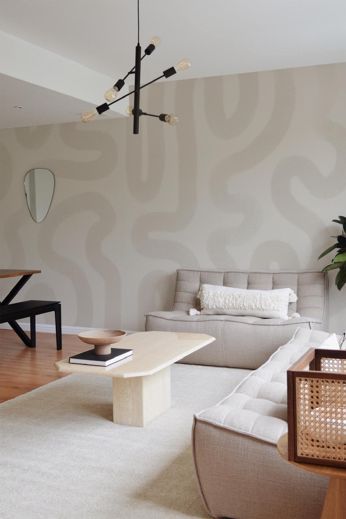 Organic Brushstroke wall mural  neutral wallpaper - belarteSTUDIO.