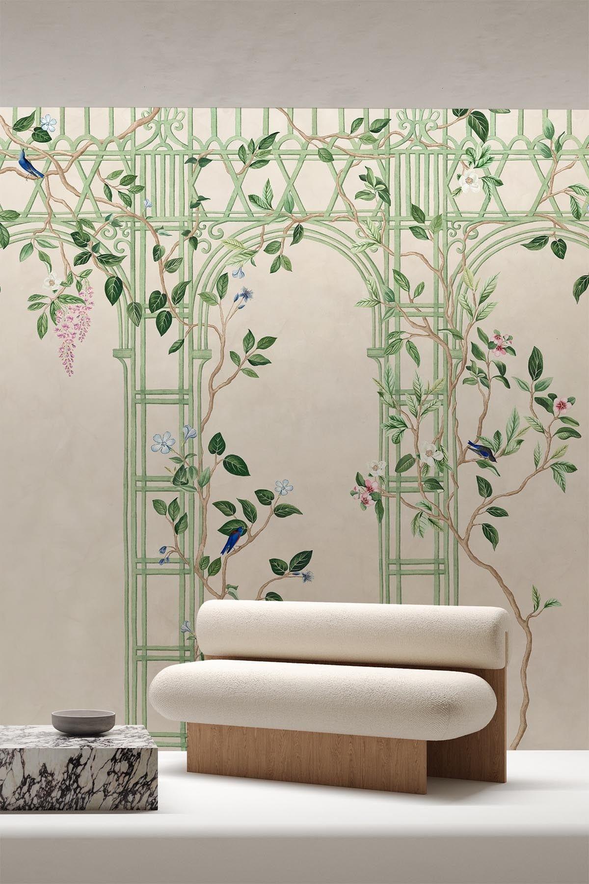 Chinoiserie valv / Chinoiserie tapet / blommig kinesisk tapet ...