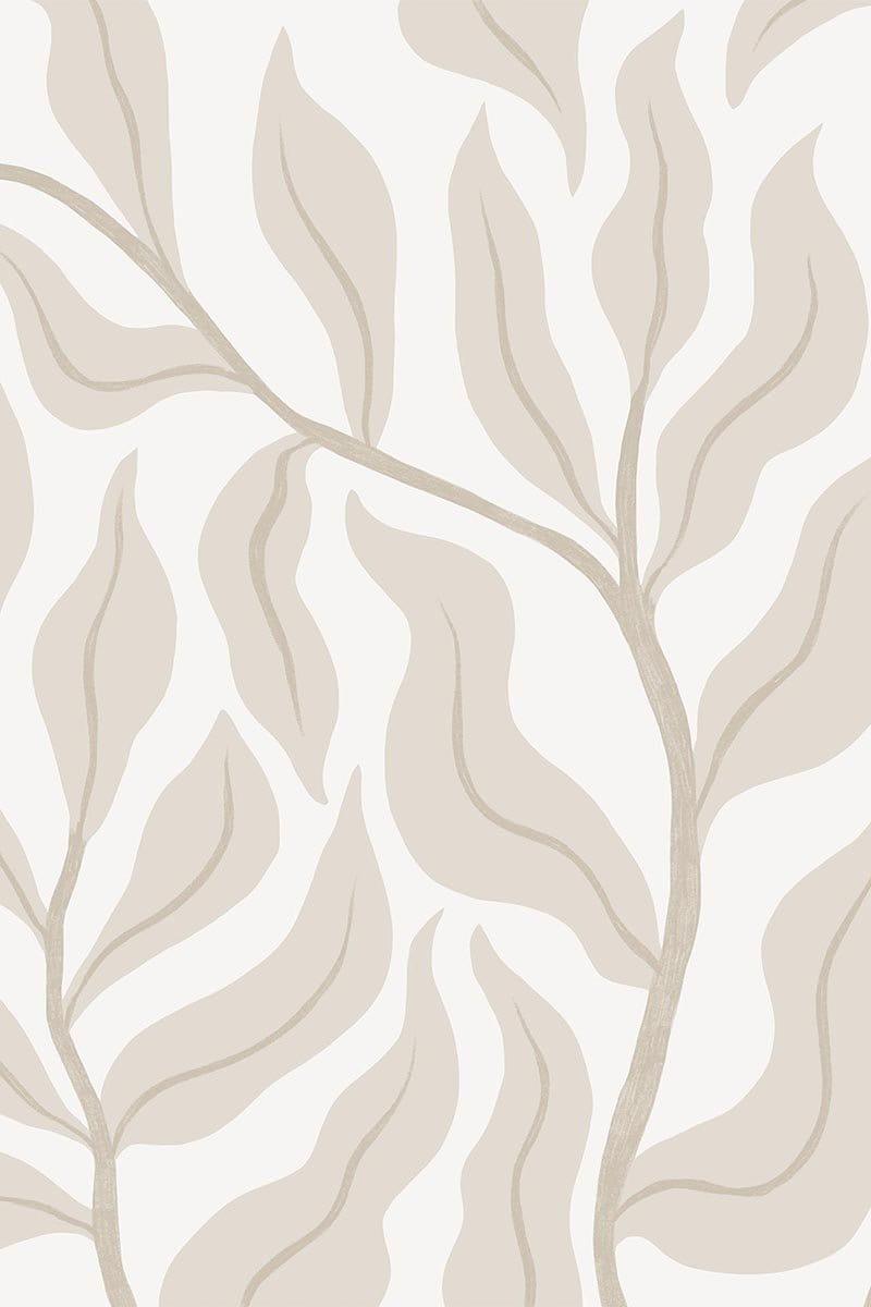 Beige Leaves wallpaper | Boho wall mural- belarteSTUDIO.