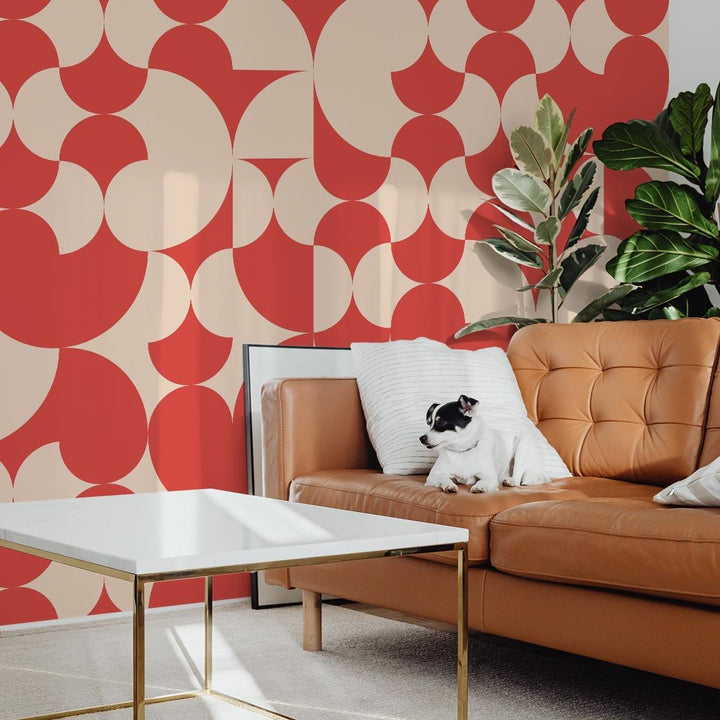 red and grey geometric wallpaper